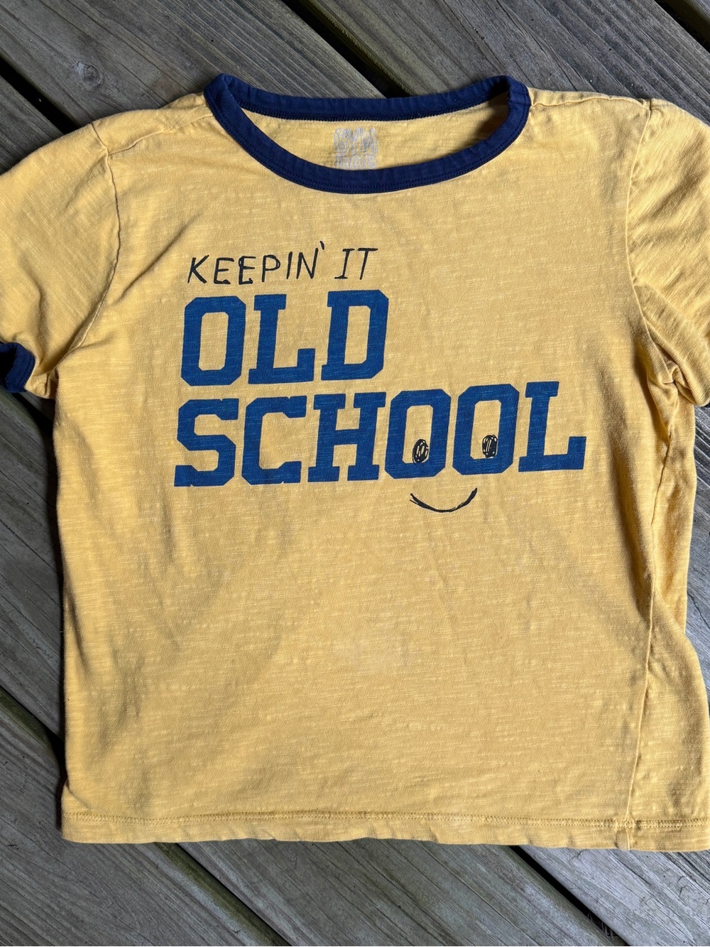 3/$15 SALE Gymboree Boys Keepin It Old School Yellow Ringer Tee M 7-8